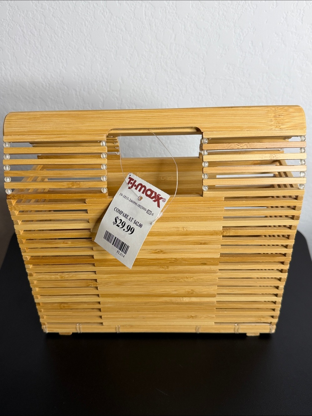 Bamboo Slatted Handbag - Natural Light Wood